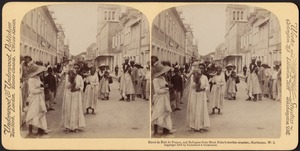 Street in Fort de France, and refugees from Mont Pelée's terrible eruption, Martinique, W.I.