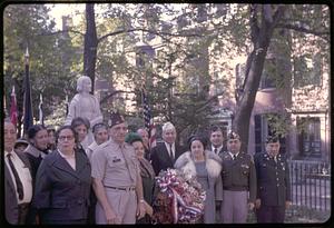 Unidentified group of people, including VFW members, Louisburg Square, Boston