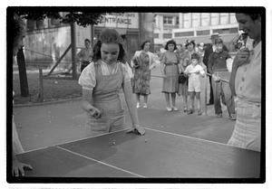 Girls playing a game of jacks, Boston Common