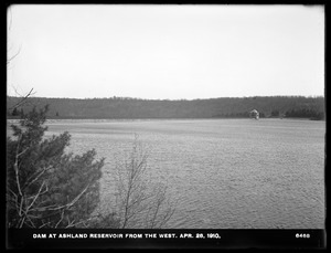 Sudbury Department, Ashland Reservoir, Dam and Gatehouse, from the west, Ashland, Mass., Apr. 28, 1910