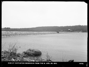Sudbury Department, Hopkinton Dam, from the north, with attendant's house in background, Ashland, Mass., Apr. 28, 1910