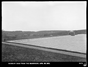 Sudbury Department, Sudbury Dam and Gatehouse, from the reservoir, Southborough, Mass., Apr. 28, 1910