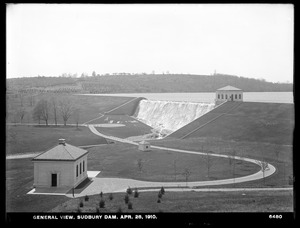 Sudbury Department, Sudbury Dam and Gatehouse, general view, with Meter Chamber and Headhouse, Southborough, Mass., Apr. 28, 1910