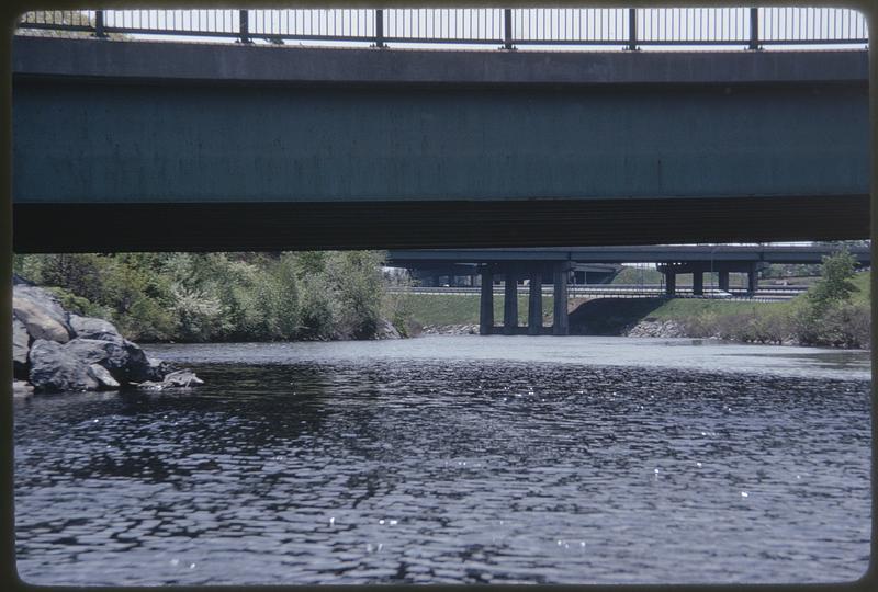 Upstream from MDC building under complex highway overpasses