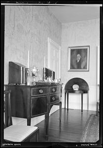 Mrs. Thompson's House, Chestnut Street, corner of dining room with buffet and silver coffee set