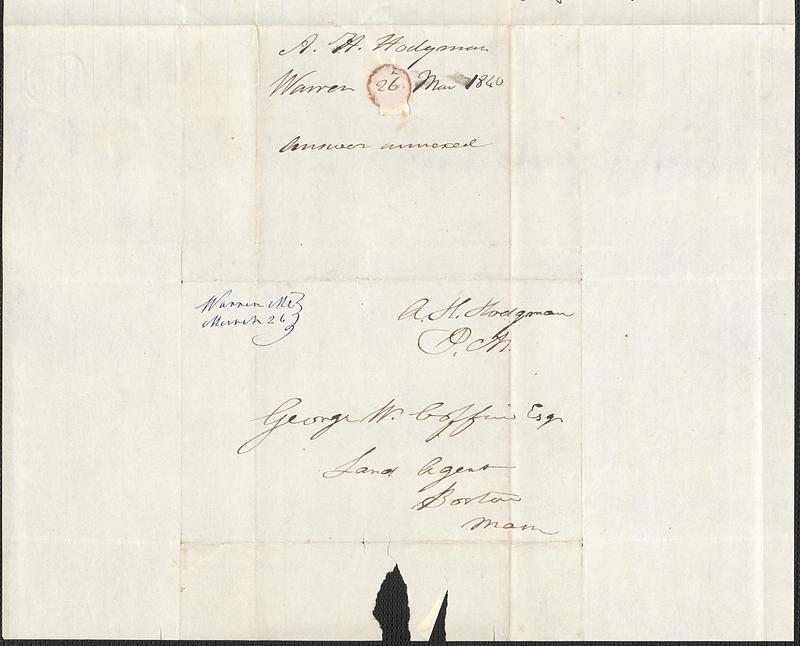 Amos H. Hodgman to George Coffin, 26 March 1840