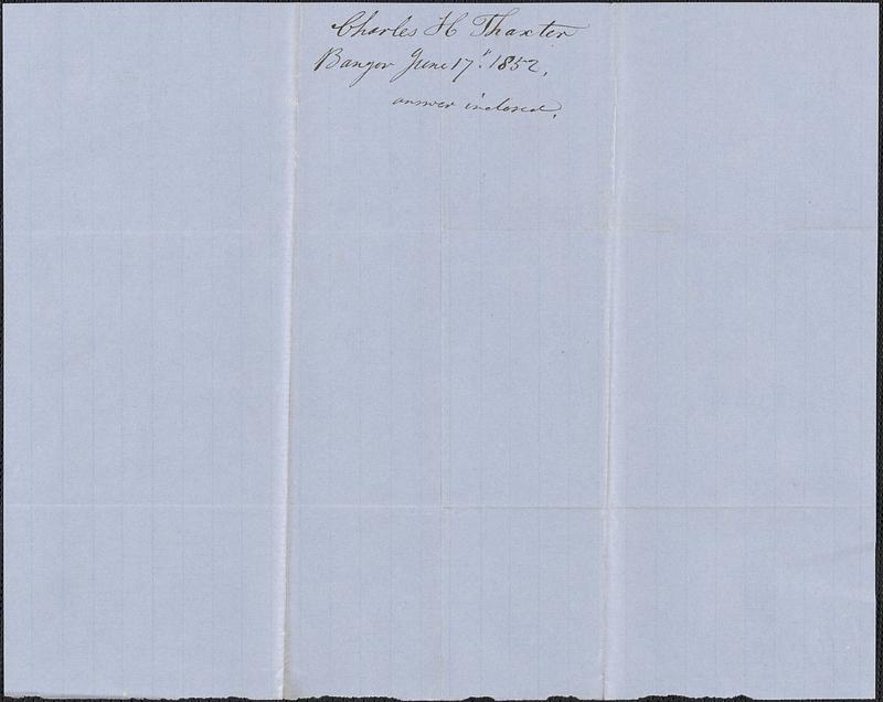 Charles H. Thaxter to Samuel Warner, 17 June 1852