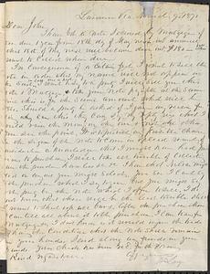 Letter from Zadoc Long to John D. Long, March 9, 1871