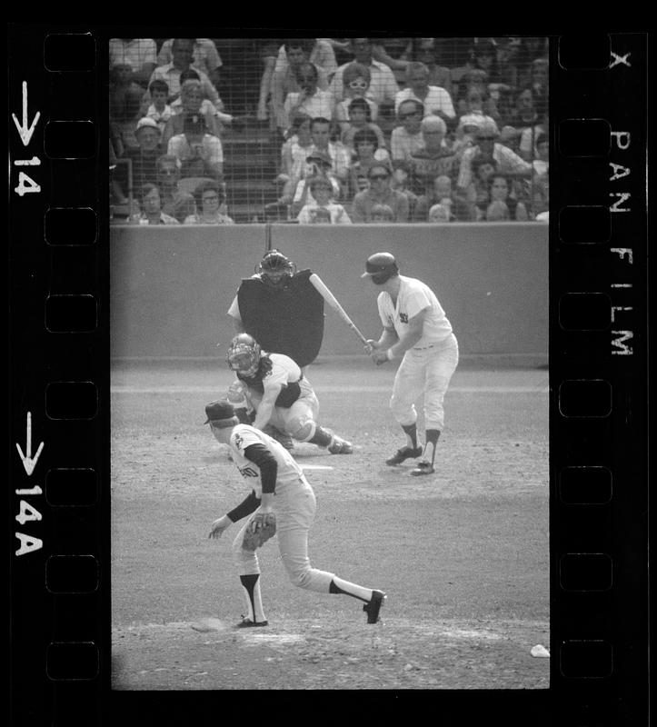 Red Sox baseball at Fenway Park with 1,000mm lens from bleachers