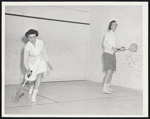 Sports Badminton. L t R. Mrs Robert Stewart, Camb 2nd seeded in tournament. Mrs H.L.G. Clement, Westwood 1st seeded in tournament. Pres State Assn