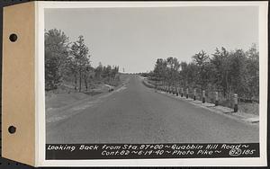 Contract No. 82, Constructing Quabbin Hill Road, Ware, looking back from Sta. 87+00, Ware, Mass., Jun. 14, 1940