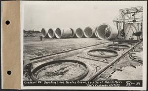 Contract No. 85, Manufacture and Delivery of Precast Concrete Steel Cylinder Pipe, Southborough, Framingham, Wayland, Natick, Weston, base rings and gantry crane, Lock Joint, Natick, Mass., May 29, 1939