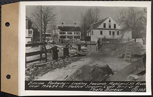 Contract No. 71, WPA Sewer Construction, Holden, Bascom Parkway, looking towards Highland Street from near manhole 6B4-12, Holden Sewer, Holden, Mass., Jan. 21, 1941