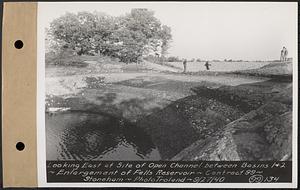 Contract No. 99, Enlargement of Fells High Level Distribution Reservoir, Stoneham, Malden, Melrose, looking east at site of open channel between basins 1 and 2, enlargement of Fells Reservoir, Stoneham, Mass., Sep. 27, 1940