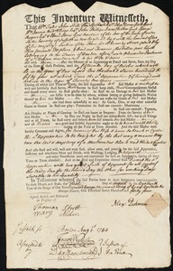 Francis Nesbatt indentured to apprentice with Alexander Parkman of Boston, 1 August 1744