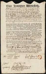 Charles Eburne Packer indentured to apprentice with Edward Lutwycke of Hopkinton, 5 December 1744