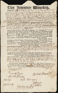 Edward Holms indentured to apprentice with Robert Anderson of Chester, 6 February 1745
