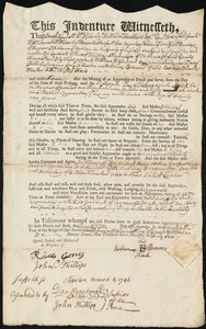 Benjamin Scrivener [Scrivner] indentured to apprentice with John Brewer of Boston, 25 February 1746