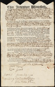 Benjamin Crouch [Croutch] indentured to apprentice with John Caldwell of Rutland, 1 July 1746
