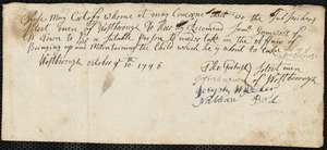 Thomas Smith indentured to apprentice with Samuel [Sam] Gamwell of Westborough, 21 October 1746