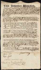Thomas Baxter indentured to apprentice with Joseph Wyley of Worcester, 3 December 1746