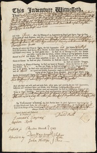 Benjamin Richardson indentured to apprentice with David Bell of Boston, 2 March 1747