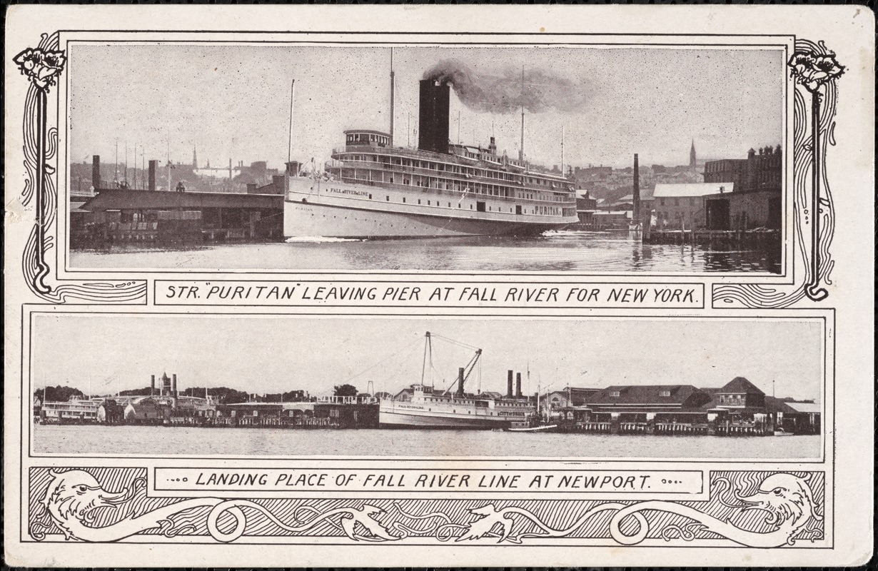 Str. "Puritan" leaving pier at Fall river for New York