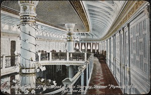 Gallery saloon, aft from head of main stairway, Steamer "Plymouth" of the Fall River Line