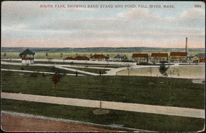 South Park, showing band stand and pond, Fall River, Mass.