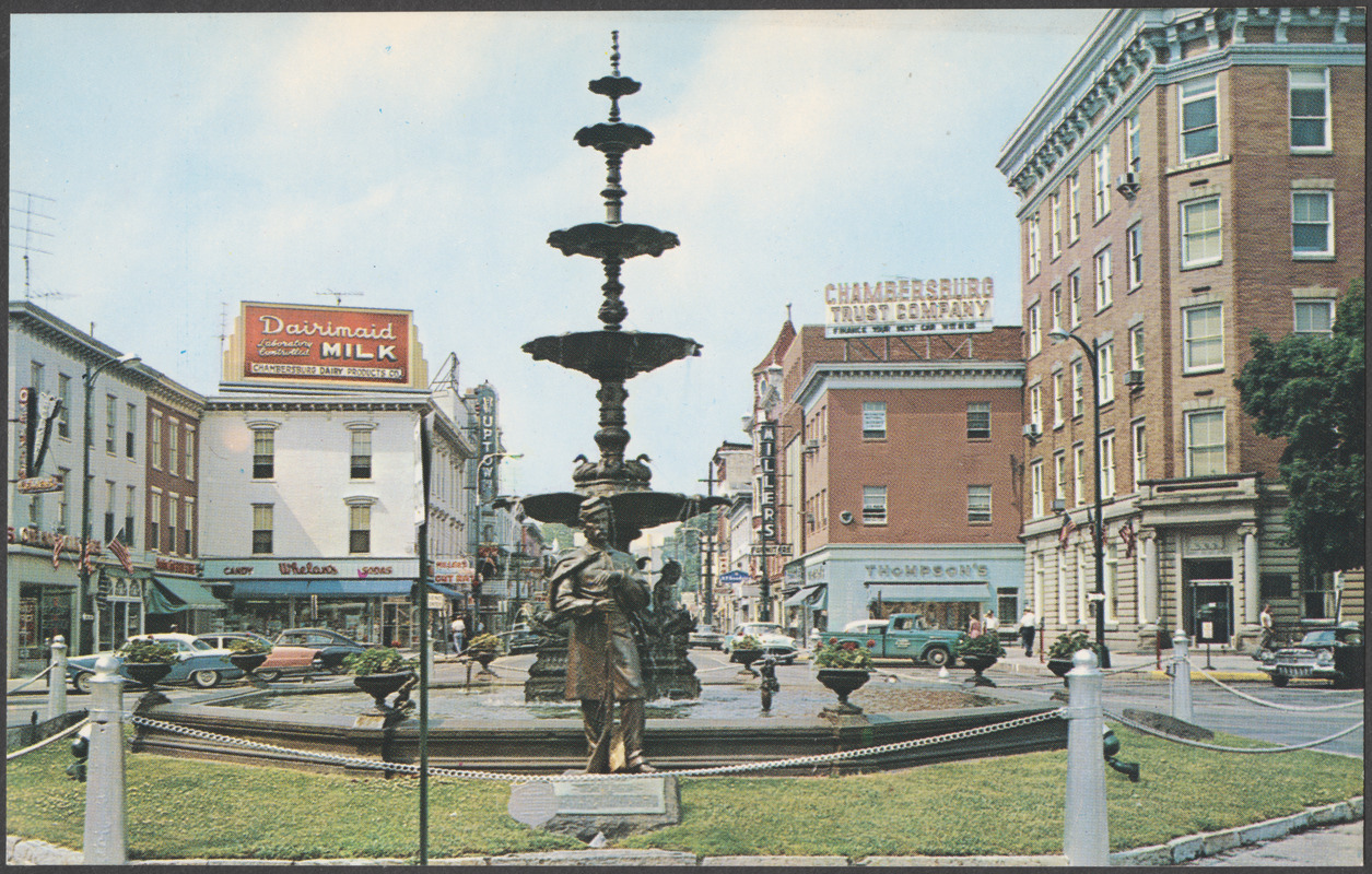 Memorial fountain in square, Chambersburg, Pennsylvania