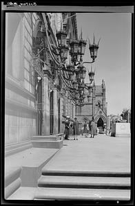 Boston Public Library, exterior scene with people