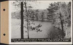 Cove at southeast end of Beaver Lake, looking northeast from near road to Ware, Ware, Mass., Apr. 3, 1937