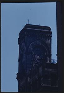 Top of stone clock tower