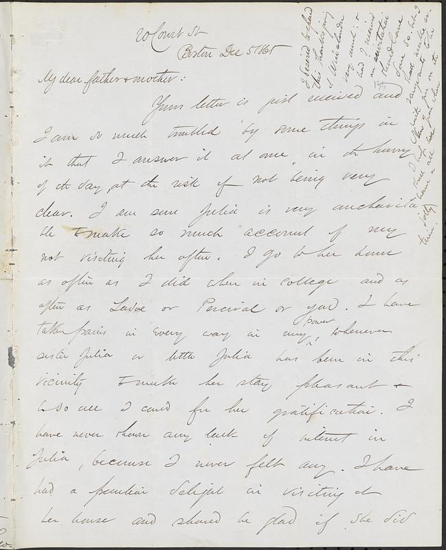 Letter from John D. Long to Zadoc Long and Julia D. Long, December 5, 1865