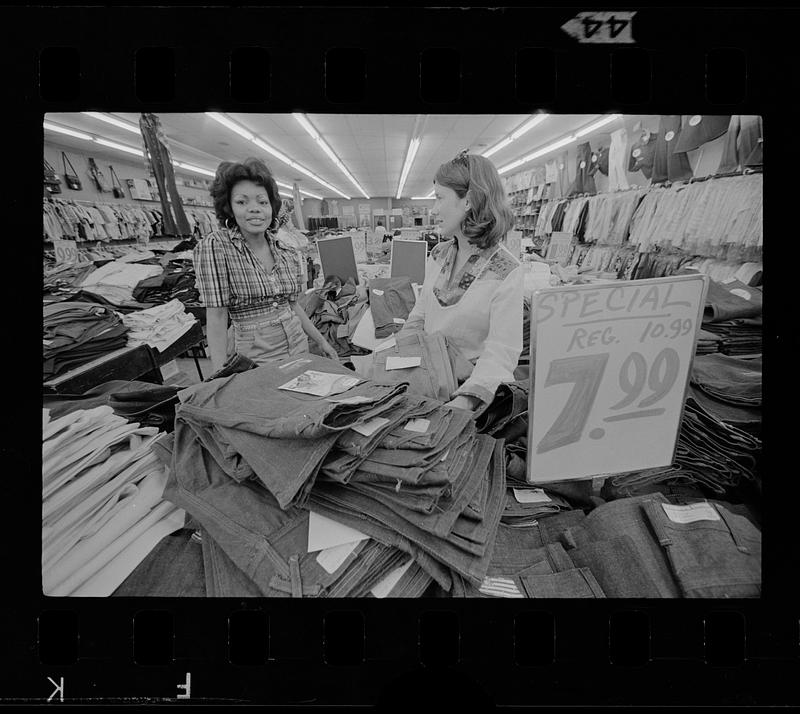 Discount blue jean shopping in Central Square, Cambridge