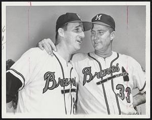 Milwaukee Braves pitchers Warren Spahn and Lew Burdette