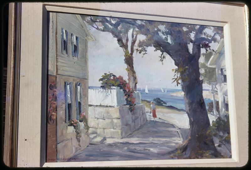 A painting of a road heading to sea