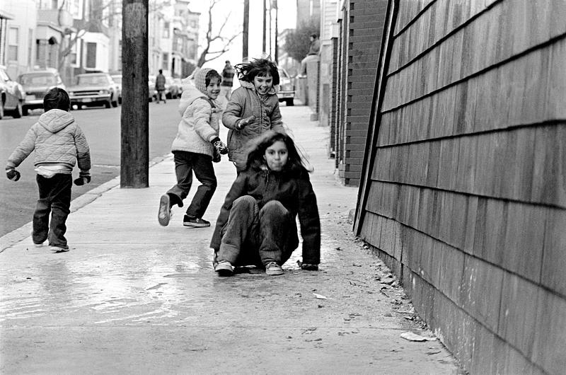 Playing on the sidewalk