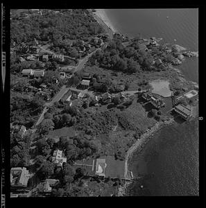 Aerial of Plum Island center erosion or Gloucester harbor