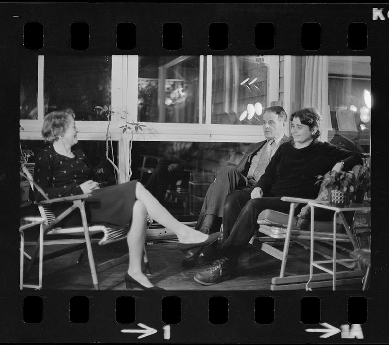 Florence, Robert, and Lea Pearson seated on patio