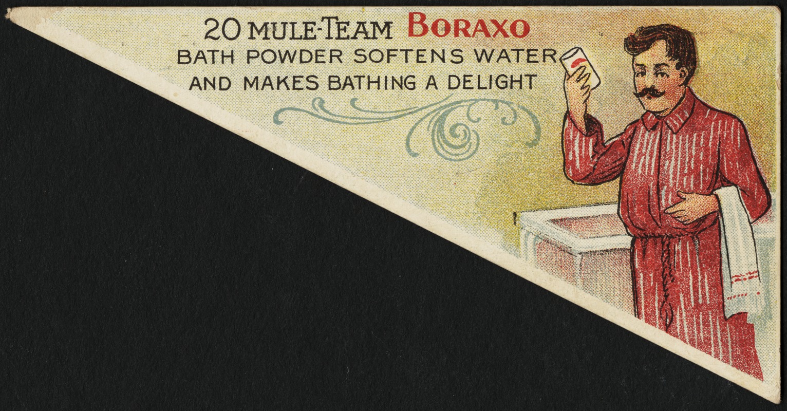 20 Mule-Team Boraxo bath powder softens water and makes bathing a delight