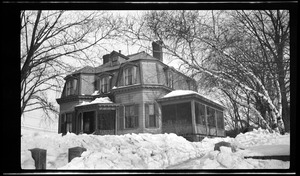 View of a house after a snowstorm