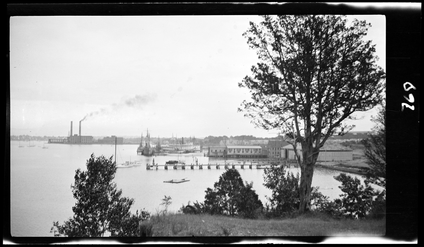 Baker Basin & Bay State St. Rly. power house, from Ward 2 Playground, 1920