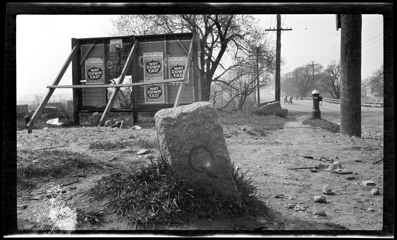 Town boundary M-Q corner Hancock & Squantum Sts.