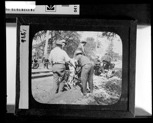 View of men creating a trench