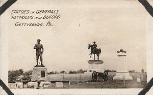 Statues of Major General John F. Reynolds and General John Buford, souvenir view, Gettysburg, PA