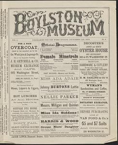 Boylston Museum, programme for the week ending, December 14th, 1879