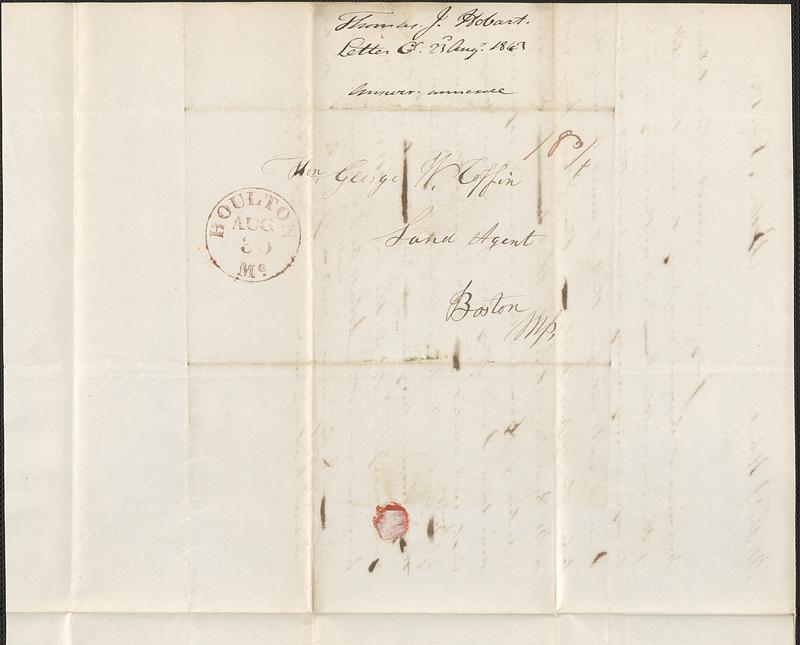 Thomas J. Hobart to George Coffin, 23 August 1843 - Digital Commonwealth