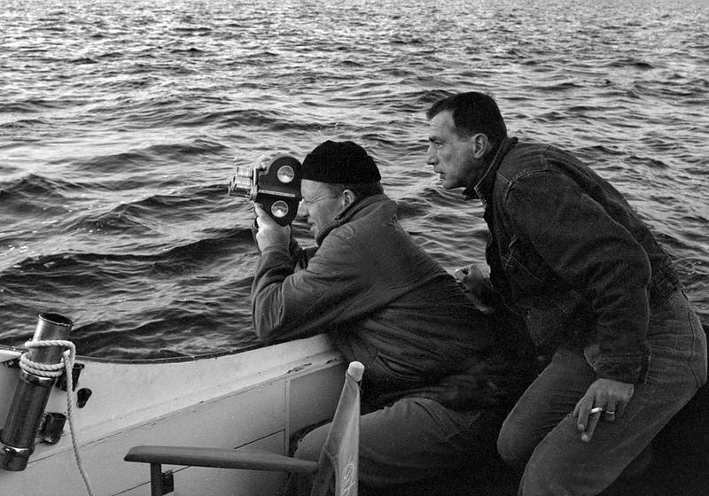 Crew filming the vessel Shallop II in Cape Cod Bay and around the harbor in Plymouth, MA