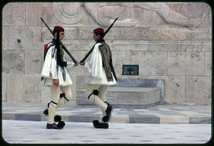Two Evzones guarding Tomb of the Unknown Soldier, Athens, Greece
